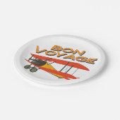 tweedekker- vliegtuig van Bon Voyage Papieren Bordje (Gekanteld)