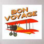 tweedekker- vliegtuig van Bon Voyage Poster