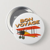 tweedekker- vliegtuig van Bon Voyage Ronde Button 7,6 Cm (Voorkant /achterkant)