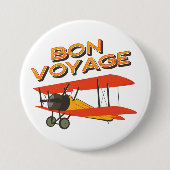 tweedekker- vliegtuig van Bon Voyage Ronde Button 7,6 Cm (Voorkant)