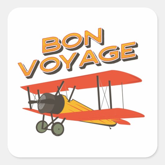 tweedekker- vliegtuig van Bon Voyage Vierkante Sticker (Voorkant)