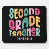 Tweedeklas leraar Kleurrijke Tekst Aangepast Muismat (Voorkant)