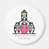 Tweedeklas leraar Polka Dot Schoolhouse Magneet (Voorkant)