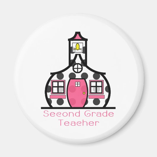 Tweedeklas leraar Polka Dot Schoolhouse Magneet (Voorkant)
