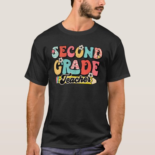 Tweedeklas leraar Retro 2e klas terug naar school T-shirt (Voorkant)