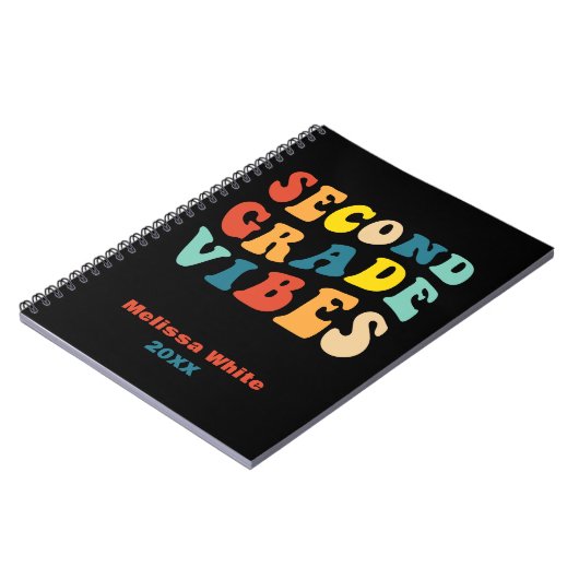 Tweedeklas vibes terug naar school retro notitieboek (Linkerzijde)