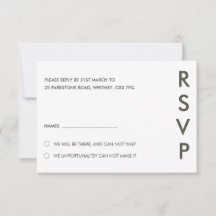 Tweedelige Kleur Minimaal ﻿Moderne Trouw RSVP Kaar