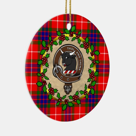 Tweedie Clan Badge & Tartan Gepersonaliseerde Kers Keramisch Ornament (Rechts)
