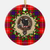 Tweedie Clan Badge & Tartan Gepersonaliseerde Kers Keramisch Ornament (Voorkant)