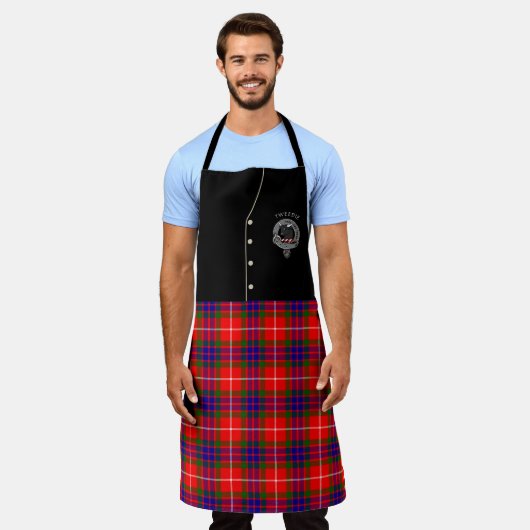 Tweedie Clan Badge & Tartan Kilt Schort (Gedragen)