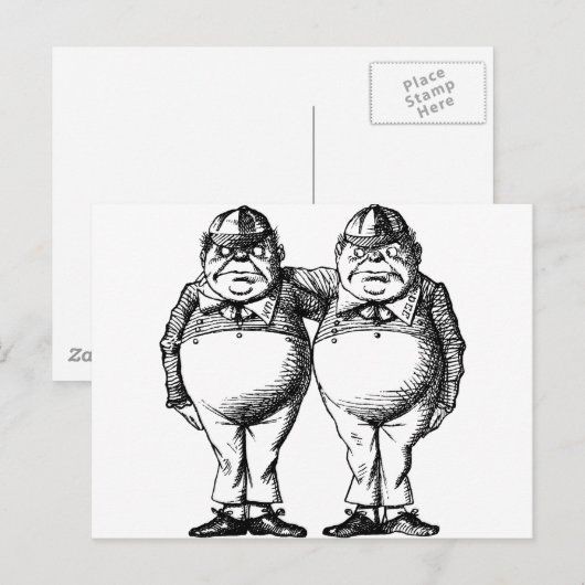 Tweedle Dee en Tweedle Dum Briefkaart (Voorkant / Achterkant)