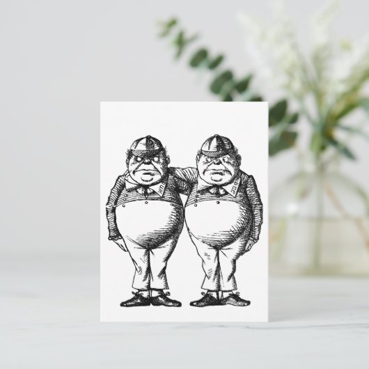 Tweedle Dee en Tweedle Dum Briefkaart (Staand voorkant)