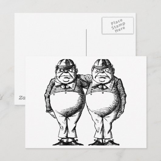 Tweedle Dee en Tweedle Dum Briefkaart (Voorkant / Achterkant)