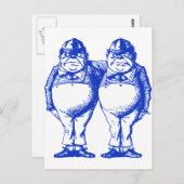 Tweedle Dee en Tweedle Dum Inked Blue Briefkaart (Voorkant / Achterkant)