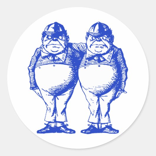 Tweedle Dee en Tweedle Dum Inked Blue Ronde Sticker (Voorkant)