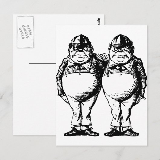 Tweedle Dee en Tweedle Dum Inked Briefkaart (Voorkant / Achterkant)