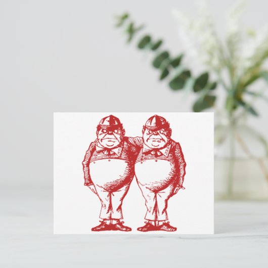 Tweedle Dee en Tweedle Dum Inked Red Briefkaart (Staand voorkant)