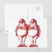 Tweedle Dee en Tweedle Dum Inked Red Briefkaart (Voorkant / Achterkant)
