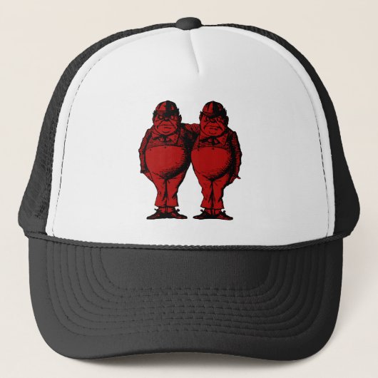 Tweedle Dee en Tweedle Dum Inked Red Fill Trucker Pet (Voorkant)