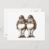 Tweedle Dee & Tweedle Dum Sepia Briefkaart (Voorkant / Achterkant)