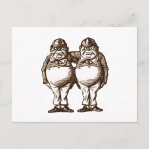 Tweedle Dee & Tweedle Dum Sepia Briefkaart