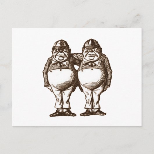 Tweedle Dee & Tweedle Dum Sepia Briefkaart (Voorkant)