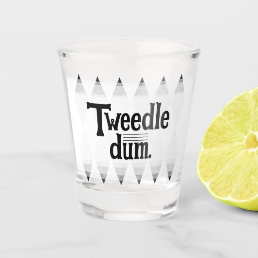 TWEEDLE DUM vrijgezellenfeest argyle diamant Shot Glas (Voorkant)