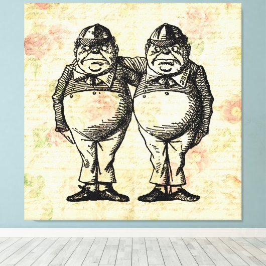 Tweedledee en Tweedledum Alice in Wonderland Canvas Afdruk (Insitu (Houten vloer))