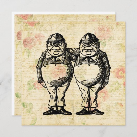 Tweedledee en Tweedledum Alice in Wonderland Feestdagenkaart (Voorkant / Achterkant)