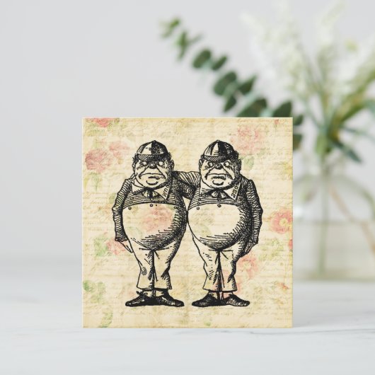 Tweedledee en Tweedledum Alice in Wonderland Feestdagenkaart (Staand voorkant)
