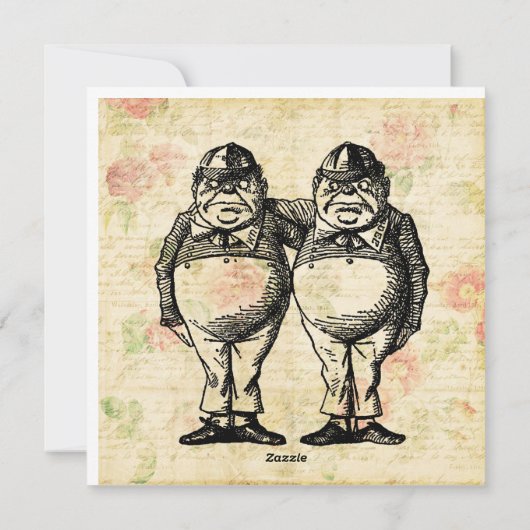Tweedledee en Tweedledum Alice in Wonderland Feestdagenkaart (Achterkant)
