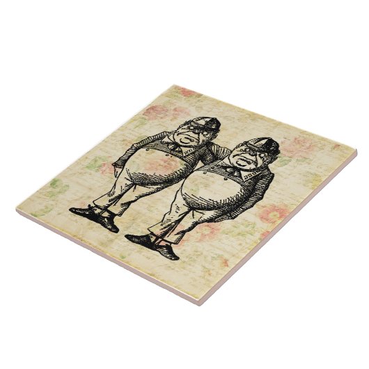 Tweedledee en Tweedledum Alice in Wonderland Tegeltje (Zijkant)