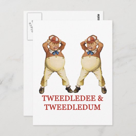 TWEEDLEDEE EN TWEEDLEDUM IN WONDERLAND BRIEFKAART (Voorkant / Achterkant)