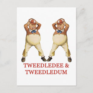 TWEEDLEDEE EN TWEEDLEDUM IN WONDERLAND BRIEFKAART