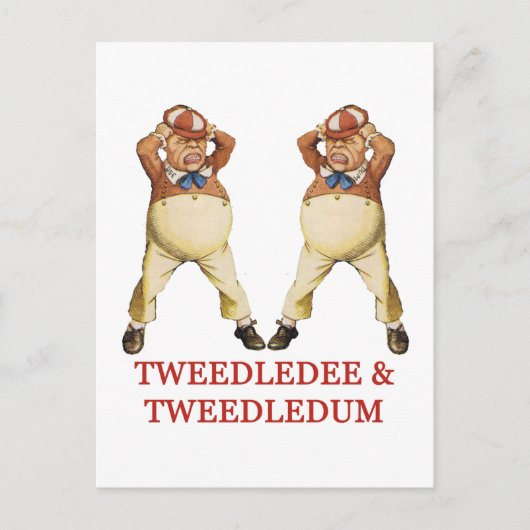 TWEEDLEDEE EN TWEEDLEDUM IN WONDERLAND BRIEFKAART (Voorkant)