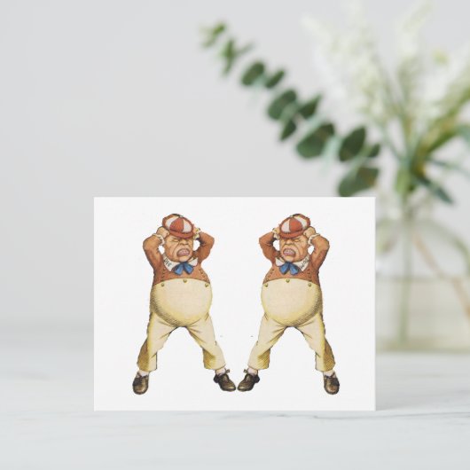 TWEEDLEDEE EN TWEEDLEDUM IN WONDERLAND BRIEFKAART (Staand voorkant)