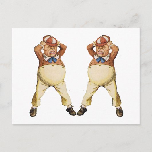 TWEEDLEDEE EN TWEEDLEDUM IN WONDERLAND BRIEFKAART (Voorkant)