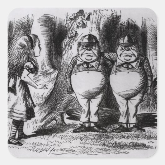 Tweedledum en Tweedledee Vierkante Sticker (Voorkant)