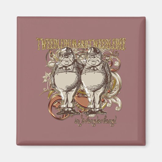 Tweedledum & Tweedledee Carnivale Stijl Gouden Ver Magneet (Voorkant)