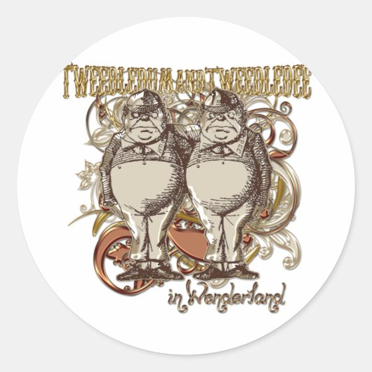 Tweedledum & Tweedledee Carnivale Stijl Gouden Ver Ronde Sticker (Voorkant)