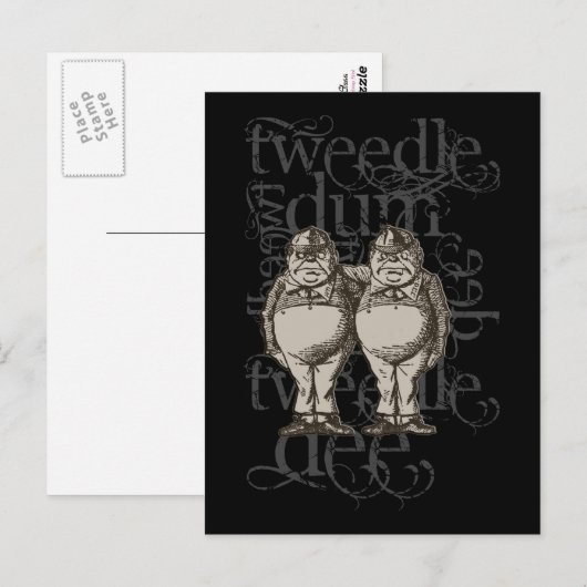 Tweedledum & Tweedledee Grunge (enkel cijfer) Briefkaart (Voorkant / Achterkant)