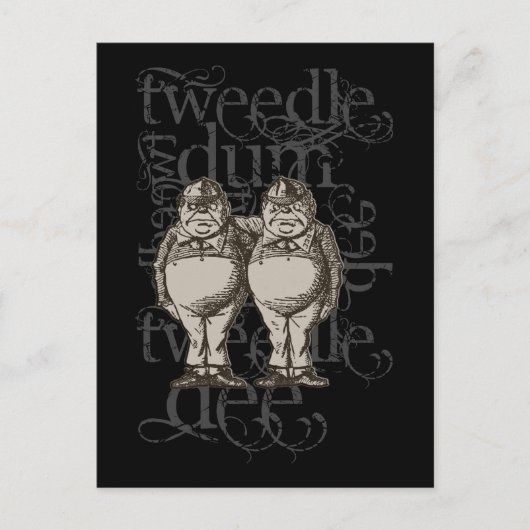 Tweedledum & Tweedledee Grunge (enkel cijfer) Briefkaart (Voorkant)