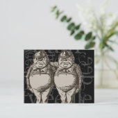Tweedledum & Tweedledee Grunge (enkel cijfer) Briefkaart (Staand voorkant)
