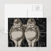 Tweedledum & Tweedledee Grunge (enkel cijfer) Briefkaart (Voorkant / Achterkant)