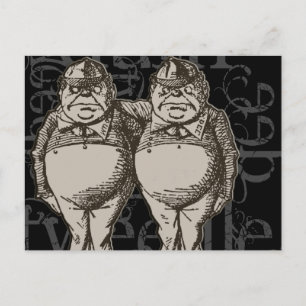 Tweedledum & Tweedledee Grunge (enkel cijfer) Briefkaart