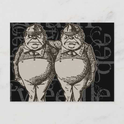 Tweedledum & Tweedledee Grunge (enkel cijfer) Briefkaart (Voorkant)