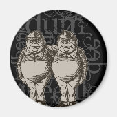 Tweedledum & Tweedledee Grunge (enkel cijfer) Magneet (Voorkant)