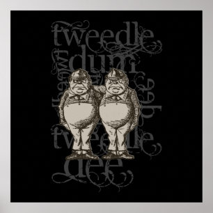 Tweedledum & Tweedledee Grunge (enkel cijfer) Poster