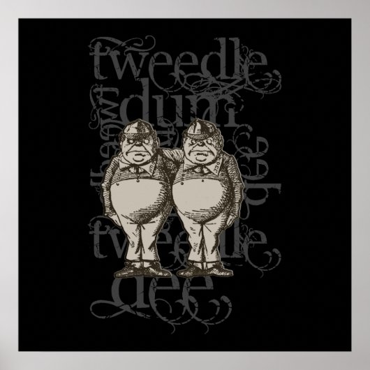 Tweedledum & Tweedledee Grunge (enkel cijfer) Poster (Voorkant)