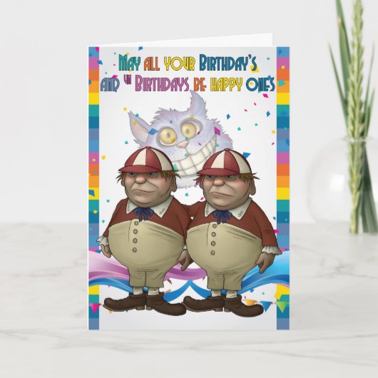 Tweedledum, Tweedledee Verjaardag Kaart - Wonderla (Voorkant)